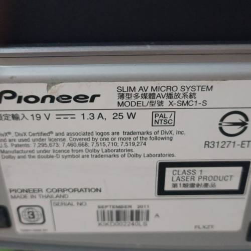 Pioneer X-SMC1-S薄型多媒體AV播放系統，注意：不能運作冇搖控，非原廠電源線，合零...