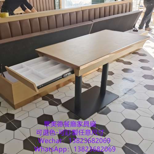 深圳工廠有部份樣板看,尺寸可以改,防火膠板餐桌訂製廠商推薦,麵館飯店家具抽屜餐桌...
