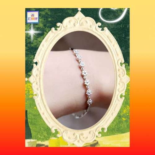 精緻優雅七朵小花鋯石手鏈《附送精美*紐扣絨布袋*一個》(型號：JS-B-14)