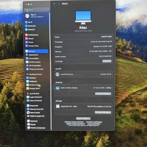 iMac 27inch 2019 i5 1TB 16gb ram