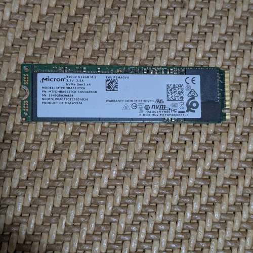 Micron m.2 ssd 512gb 手提電腦notebook