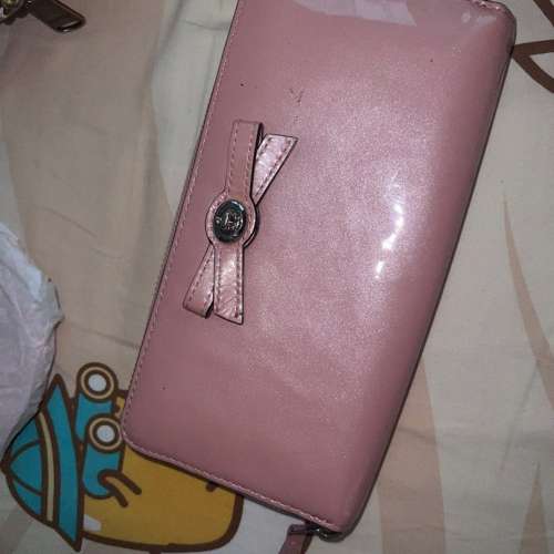 COACH PATENT LEATHER TURNLOCK BOW ACCORDION ZIP WALLET BLUSH 53415 正品 NEW YORK