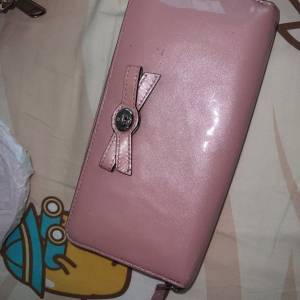 COACH PATENT LEATHER TURNLOCK BOW ACCORDION ZIP WALLET BLUSH 53415 正品 NEW YORK