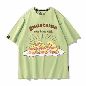 三麗鷗聯名短袖男T恤ins潮流蛋黃哥 卡通純棉寬松衣服 綠色 4xl size