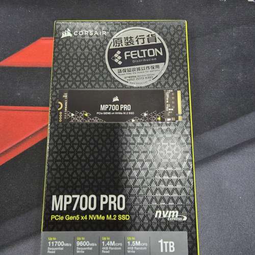 $900全新Corsair MP700 PRO PCIe Gen5 x4 NVMe 2.0 M.2 SSD 1TB (CSSD-F1000GBMP70...