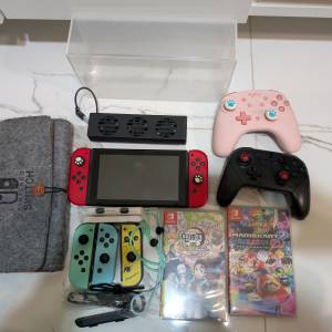 任天堂 Nintendo switch 初代 細電 歐版 主機連mario kart 孖寶兄弟賽車 鬼滅之刃 ...