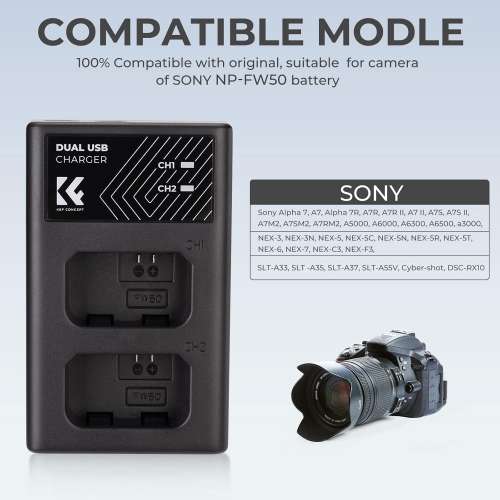 K&F CONCEPT NP-FW50 Lithium-Ion Battery 代用鋰電池