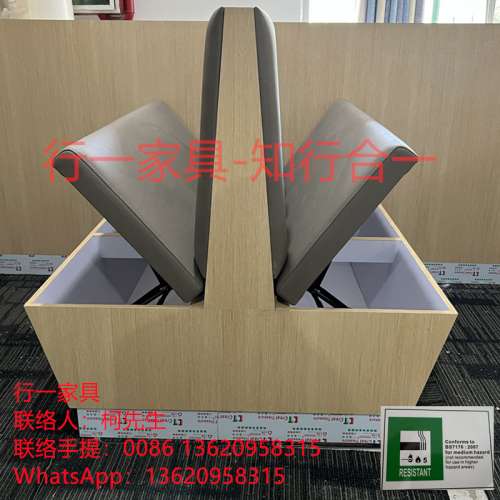 香港大头虾餐厅卡位梳化，坐垫可翻开储物卡位，配有不锈钢屏风一手厂家订造