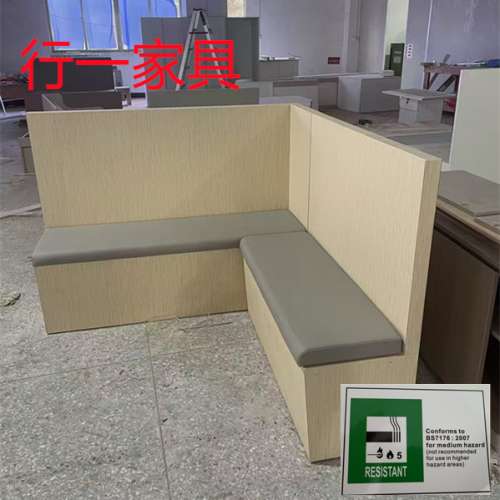 2面坐人储物卡位梳化，志达行防火皮梳化，餐厅订造梳化厂家