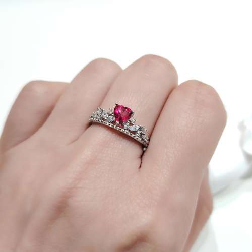 純銀粉紅托帕石戒指 Sterling Silver Pink Topaz Ring With Rose Gold Plated