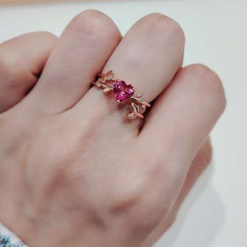 純銀粉紅托帕石戒指 Sterling Silver Pink Topaz Ring With Rose Gold Plated
