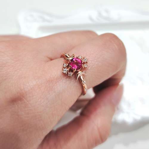 純銀粉紅托帕石戒指 Sterling Silver Pink Topaz Ring With Rose Gold Plated