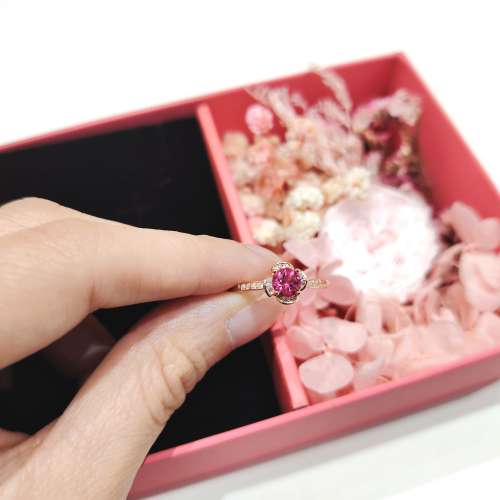 純銀粉紅托帕石戒指 Sterling Silver Pink Topaz Ring With Rose Gold Plated