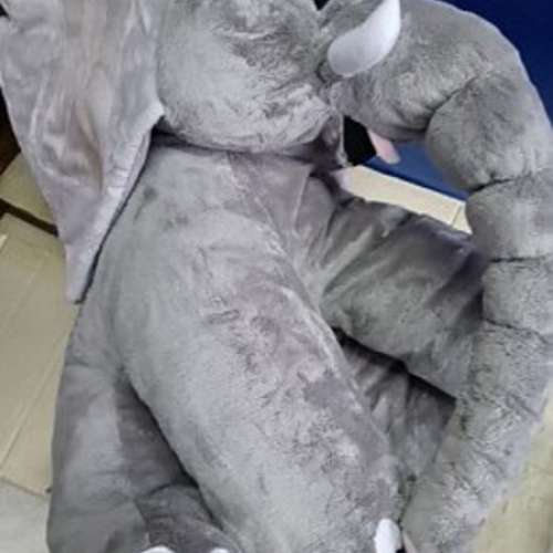 毛公仔-共3只(象42高+灰兔38高+綠色10cm高) New