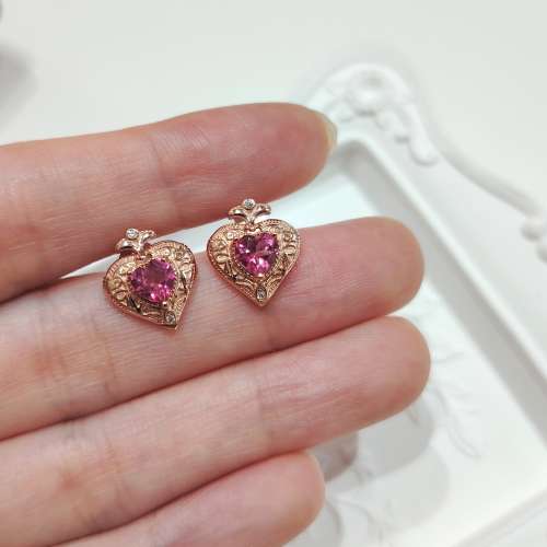 玫瑰金粉紅托帕石耳環頸鍊套裝 Sterling Silver Pink Topaz Jewelry Set (Earring ...
