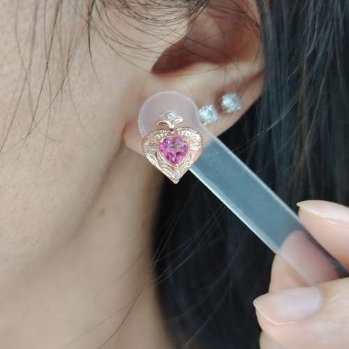 玫瑰金粉紅托帕石耳環頸鍊套裝 Sterling Silver Pink Topaz Jewelry Set (Earring ...