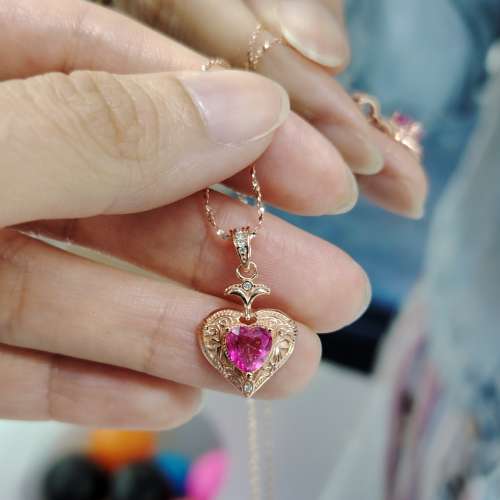 玫瑰金粉紅托帕石耳環頸鍊套裝 Sterling Silver Pink Topaz Jewelry Set (Earring ...