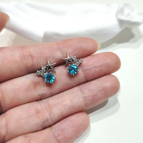 純銀藍托帕石耳環戒指套裝 Sterling Silver Blue Topaz Jewelry Set (Earring & Ring)