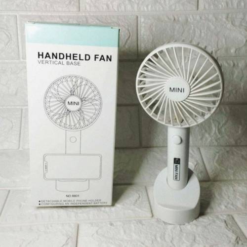 全新行貨勁大風Mini Handheld Fan USB 充電4”手提風扇+手機座 白色