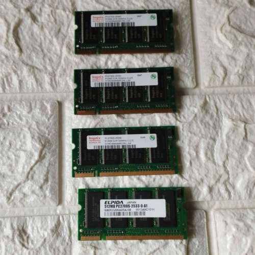 95%新行貨DDR 333 512mb 手提電腦RAM 包4pcs