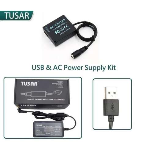 TUSAR USB-A + Pro AC Dummy Battery Supply Kit For LEICA BP-DC15
