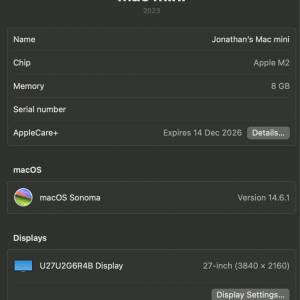 2023 Mac mini M2 512GB with Apple care