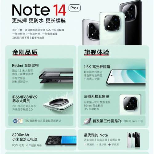 小米 紅米 Redmi Note 14 Pro+（ 16+512） 國行版 黑色現貨 China version model