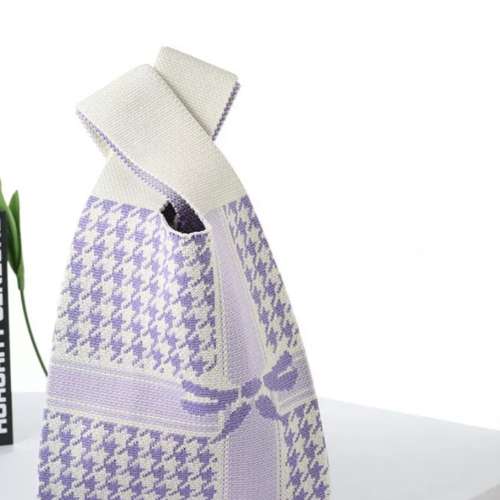 全新蝴蝶結針織手挽袋 (淺紫），包本地平郵