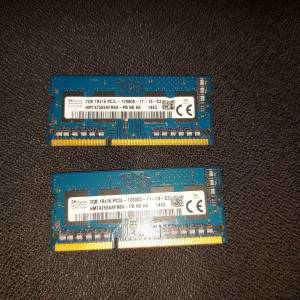 一對 HYNIX  PC3L-12800S 1600MHZ 2G SO-DIMM 1.35V 低電壓筆記型 記憶體 (RAM)