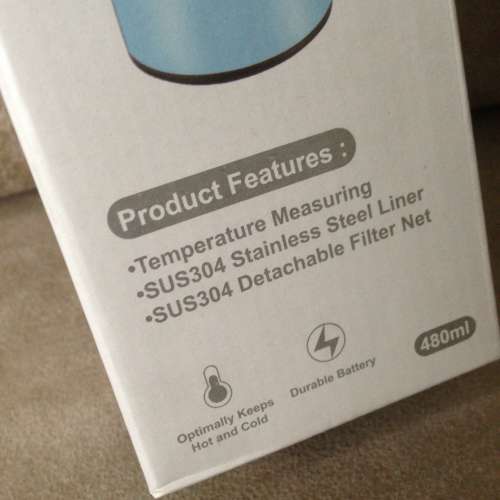 GRANDAZ Smart Stainless Steel Temperature Measuring Vacuum Flask 480ml BLACK NEW