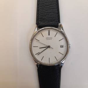 古董1977 Seiko 4312-8009 鋼壳布紋面石英皮帶錶