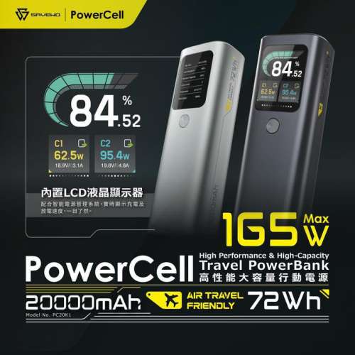 🌸SAVEWO  PowerCell PC20K1 | 預訂約1-2星期