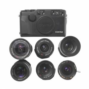 Contax G2 Rangefinder 35mm Film Camera Body Black + Lens Set