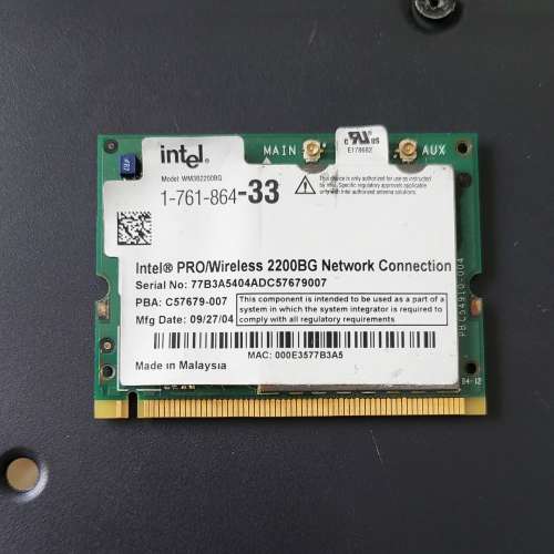 Intel PRO/Wireless 2200BG MiniPCI Notebook Wireless Card (Mini PCI WIFI)