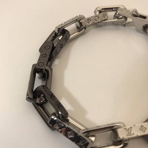 Louis Vuitton Monogram 手鏈 男女同款 銀黑色