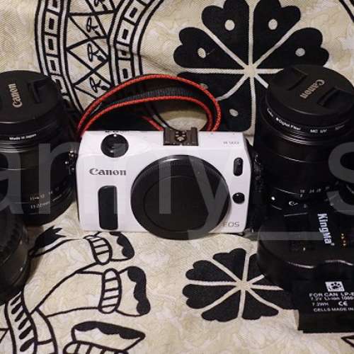 極新 Canon 港行白色 EOS M 機身 連EF-M 11-22mm + 22mm + 18-55mm + 55-200mm + ...