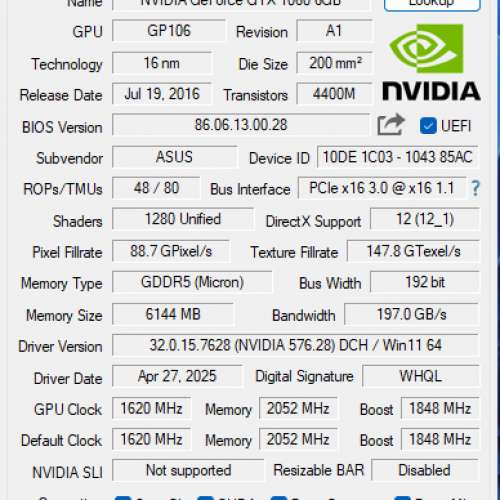 Asus Strix GTX 1060 6G Gaming