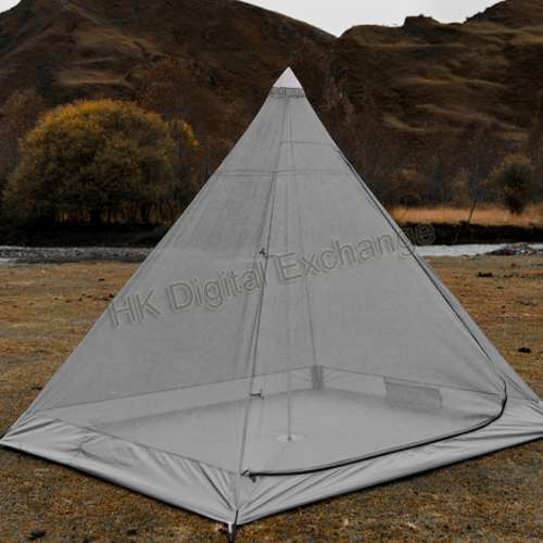 全新新款型格黑色自帶天幕金字塔雙層露營帳篷,  (三/四人適用), 深水埗門巿可購買