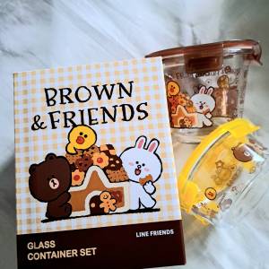 Brown & Friends 玻璃食物盒 （一套2件）