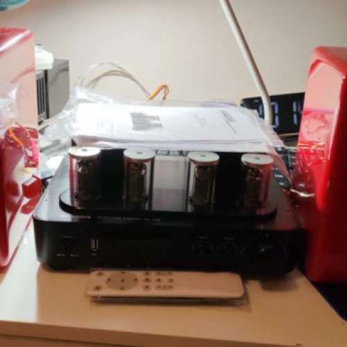 放逾90%新的KINGHOPE君豪之音胆石合併機連AUNE X3紅漆實木同軸喇叭一對=$1000