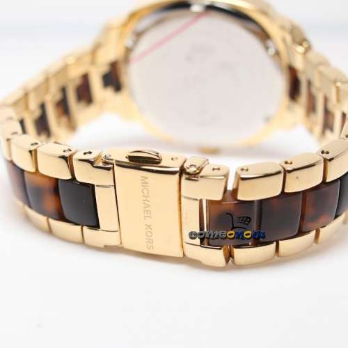 Michael Kors Women's 'MK5306 Glitz Chronograph' Tortoise Resin Goldtone Watch