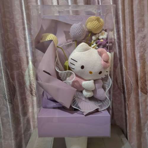 情人節禮物 別注版紫色「愛要"織"時Hello Kitty&nbsp;公仔花」