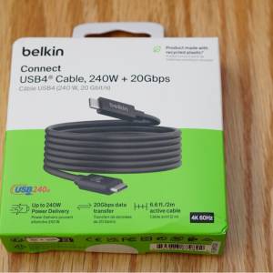 Belkin Connect USB4 240W + 20 Gbps 數據線 (2M) 兼容 Thunderbolt