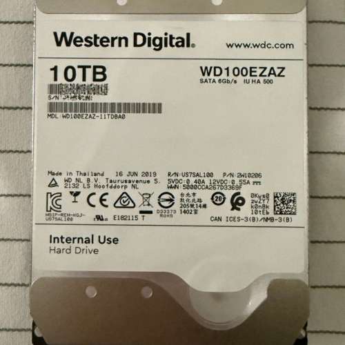 New WD 10TB HDD WD100EZAZ