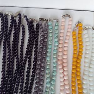 一手十條日本玻璃珠頸鏈，6/8mm，24/18寸如照片顯示。清理舊存貨十條共售500元，單...
