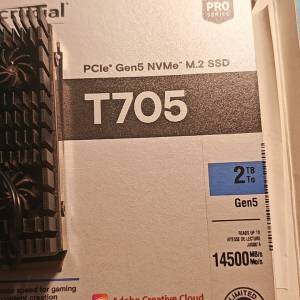 Crucial T705 NVMe M.2 PCIE Gen5 x4 SSD 2T 送Active Heatsink