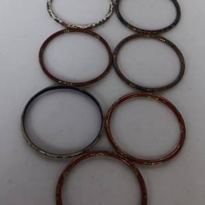 一套七隻景泰藍幼手鐲，4mm內徑62/63mm 共售300元。古舊北京工，清理舊存貨迎出價...
