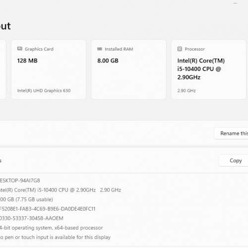 Dell Vostro 3681 SFF Desktop computer i5-10400 8GB RAM 512GB SSD 桌面電腦Dell...