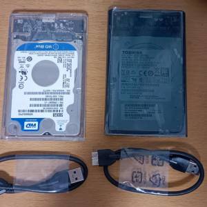 WDC/TOSHIBA 2.5" 500GB SATA HDD 外置硬碟盒 External Hard Drive Enclosure