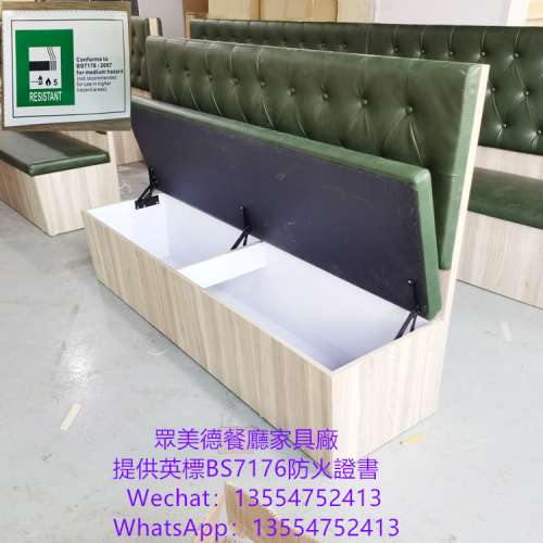 深圳家私廠訂造餐廳用卡位梳化，半圓卡座沙發，可儲物梳化價格平